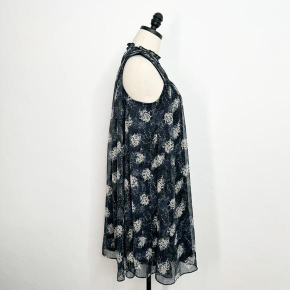 Joie Floral Baltic Print Dress Navy Blue Cream Shift Flowy Boho Preppy Size XS - Picture 4 of 9